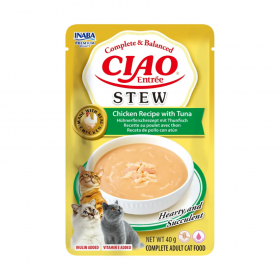Крем супа за котки CIAO Entrée Stew Chicken Recipe with Tuna с пиле и риба тон 40гр